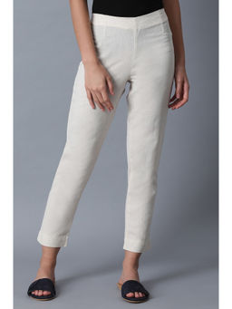 W - White Solid Slim Pant