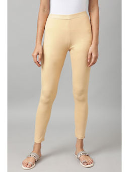 W - Beige Solid Leggings