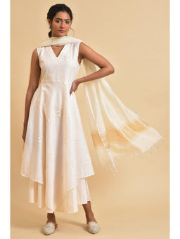 W - White Floral Dress With Dupatta (Set of 2)