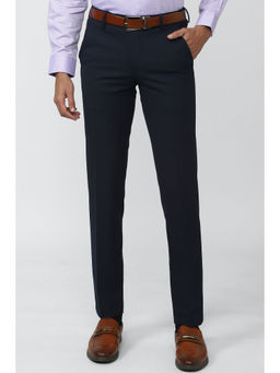 Van Heusen - Men Navy Blue Check Ultra Slim Fit Trousers