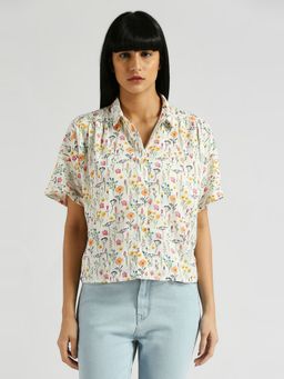 Pepe Jeans - Voila Floral Printed Extended Shoulder Shirt