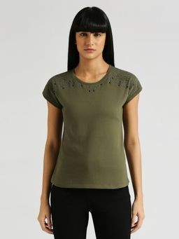 Pepe Jeans - Marsha Solid Eyelet Embroidery Top