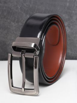 Teakwood - Men Black And Tan Solid Reversible Leather Belt