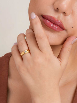 Palmonas - 925 Sterling Silver Promise in Gold Signature Ring