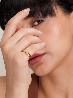 Palmonas - 925 Sterling Silver Promise in Gold Signature Ring