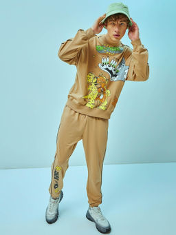Bewakoof - Men's Brown Tom & Jerry Graphic Printed Oversized Co-ordinates