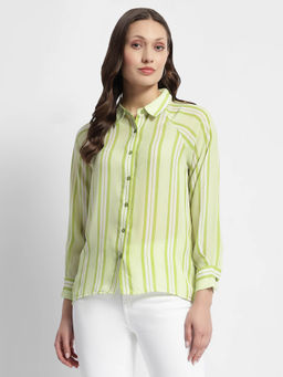 Madame - Lime Green Stripe Shirt