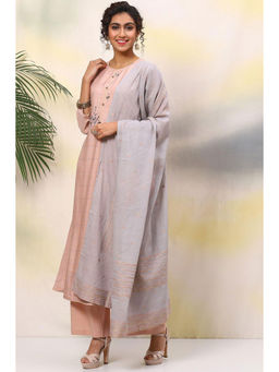 Biba - Grey Cotton Unstitched Suit (Set of 3)