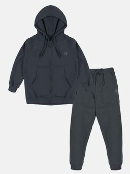 KiddoPanti - Navy Blue Solid Regular Hoodie and Joggers