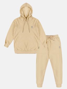 KiddoPanti - Beige Solid Regular Hoodie and Joggers