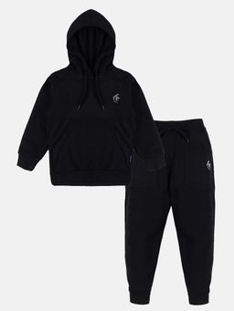 KiddoPanti - Black Solid Regular Hoodie and Joggers