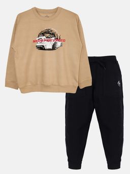 KiddoPanti - Multi-Color Printed Regular Sweatshirt and Joggers