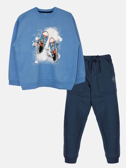 KiddoPanti - Multi-Color Printed Regular Sweatshirt and Joggers