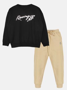 KiddoPanti - Multi-Color Printed Regular Sweatshirt and Joggers