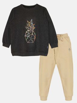 KiddoPanti - Multi-Color Printed Regular Sweatshirt and Joggers