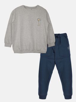 KiddoPanti - Multi-Color Solid Regular Sweatshirt and Joggers