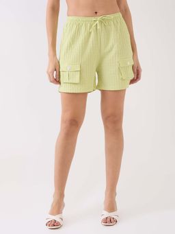 Spykar - Green Self Design Relaxed Shorts