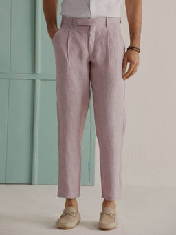 Andamen - Regular Fit Pink Men'S Linen Pleated Pant