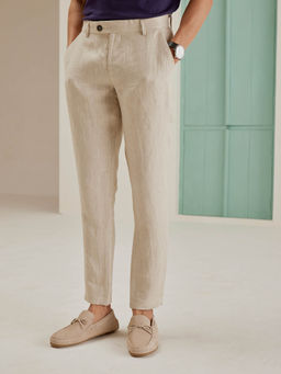 Andamen - Regular Fit Khaki Men'S Linen Extended Waistband Pant