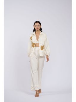 The Dramebaaz Company - Vintage Garden Embroidered Off White Co-Ord (Set of 2)