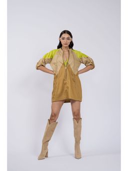 The Dramebaaz Company - Brown Petunia Panel Dress