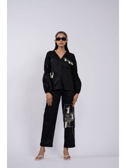 The Dramebaaz Company - Black Reza Embroidered Co-Ord (Set of 2)