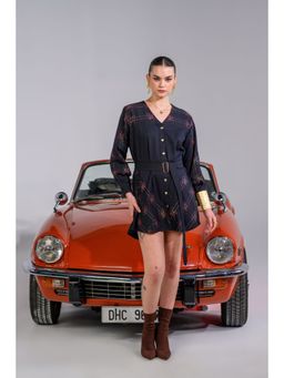 The Dramebaaz Company - Stardust Symphony Button-Down Dress with Belt (Set of 2)