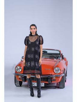 The Dramebaaz Company - Englishvine Organza Printed Dress with Inner (Set of 2)