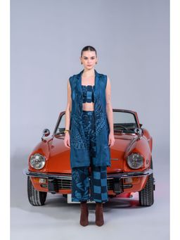 The Dramebaaz Company - Nebula Organza Pant with Jacket and Bustier (Set of 3)