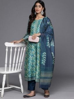 LAASYNA - Sea Green Floral Printed Kurta with Pant and Dupatta