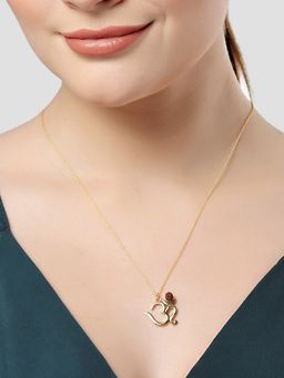 Karatcart - KUNUZ by 925 Sterling Silver Gold Plated OM Shape Pendant with Chain for Men and Women