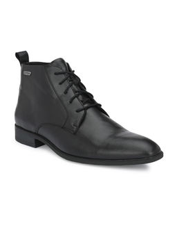 Delize - Solid Black Lace-up Derby Boots