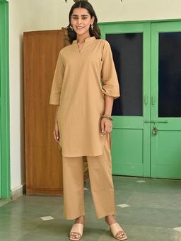 Lavanya The Label - Brown Cotton Kurta (Set of 2)