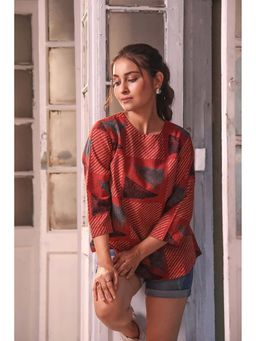 Sutra Art of Clothing - Brick Red Cotton Ajrakh Top