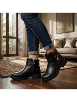 Global Step - Black Charmlock Ankle Boots