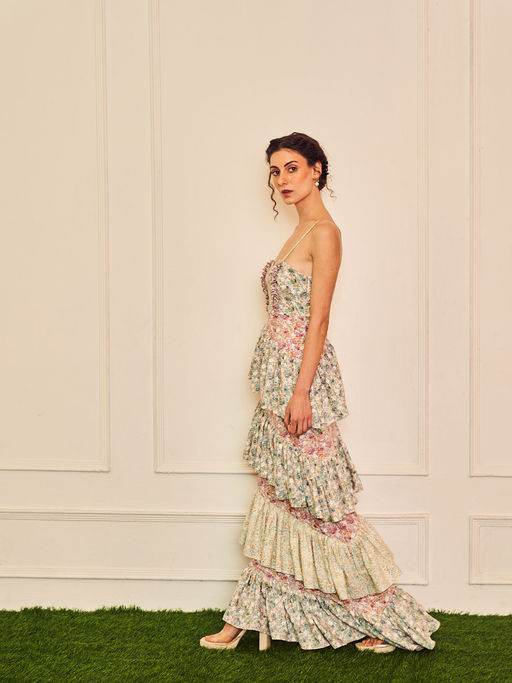 Buy TheRealB Wild Lily Ruffled Princess-line Long Multi-color Dress Online