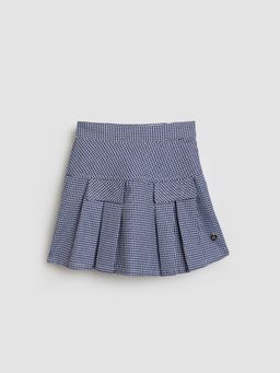 Blue Giraffe - Girls Blue Textured Regular Fit Mini Skirt