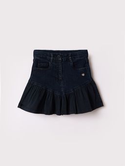 Blue Giraffe - Girls Navy Blue Solid Regular Fit Mini Skirt