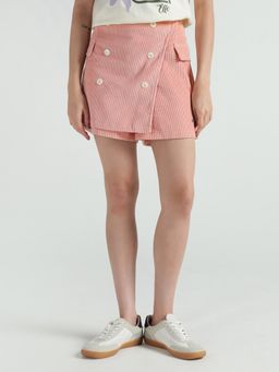 ELLE - Women Pink Textured Slim Fit Mini Skorts
