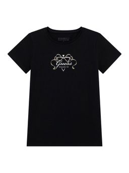 Guess - Girls Jet Black A996 Solid Regular Fit T-Shirt