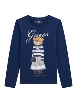 Guess - Girls Secret Blue Printed Regular Fit T-Shirt