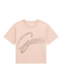 Guess - Girls Pink Embellished Regular Fit T-Shirt