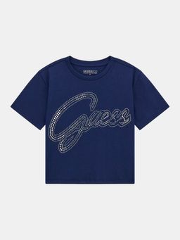 Guess - Girls Secret Blue Embellished Regular Fit T-Shirt