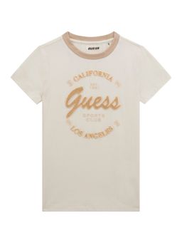 Guess - Girls Beige Logo Regular Fit T-Shirt