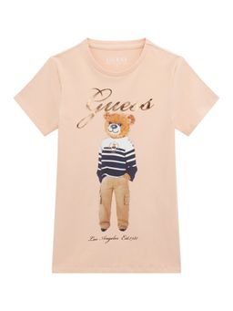 Guess - Girls Peach Printed Regular Fit T-Shirt