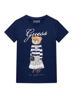 Guess - Girls Secret Blue Printed Regular Fit T-Shirt