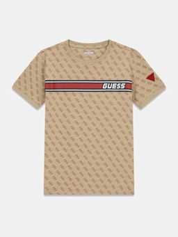 Guess - Boys Beige Printed Regular Fit T-Shirt