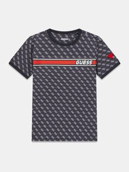Guess - Boys AOP Jet Black Printed Regular Fit T-Shirt
