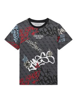 Guess - Boys Grey Printed Regular Fit T-Shirt