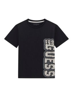 Guess - Boys Jet Black A996 Logo Regular Fit T-Shirt